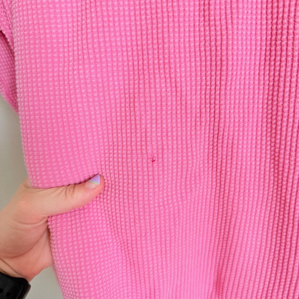 OFFLINE by Aerie Womens Pink Waffle Knit Henley Long Sleeve Top Small - Picture 4 of 4